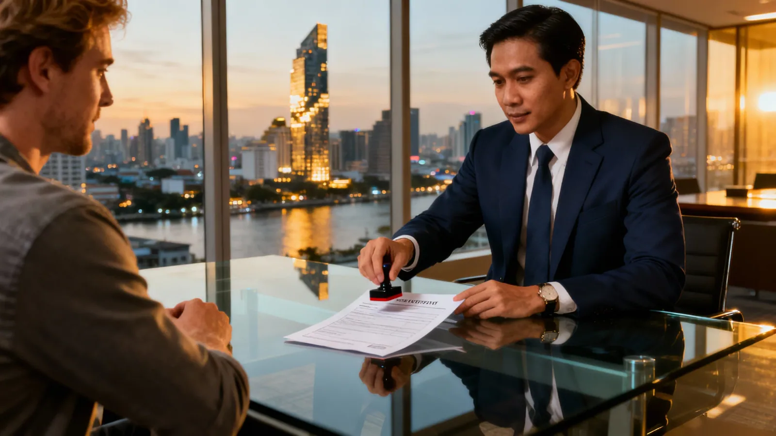 Business meeting in Bangkok boardroom discussing company formation